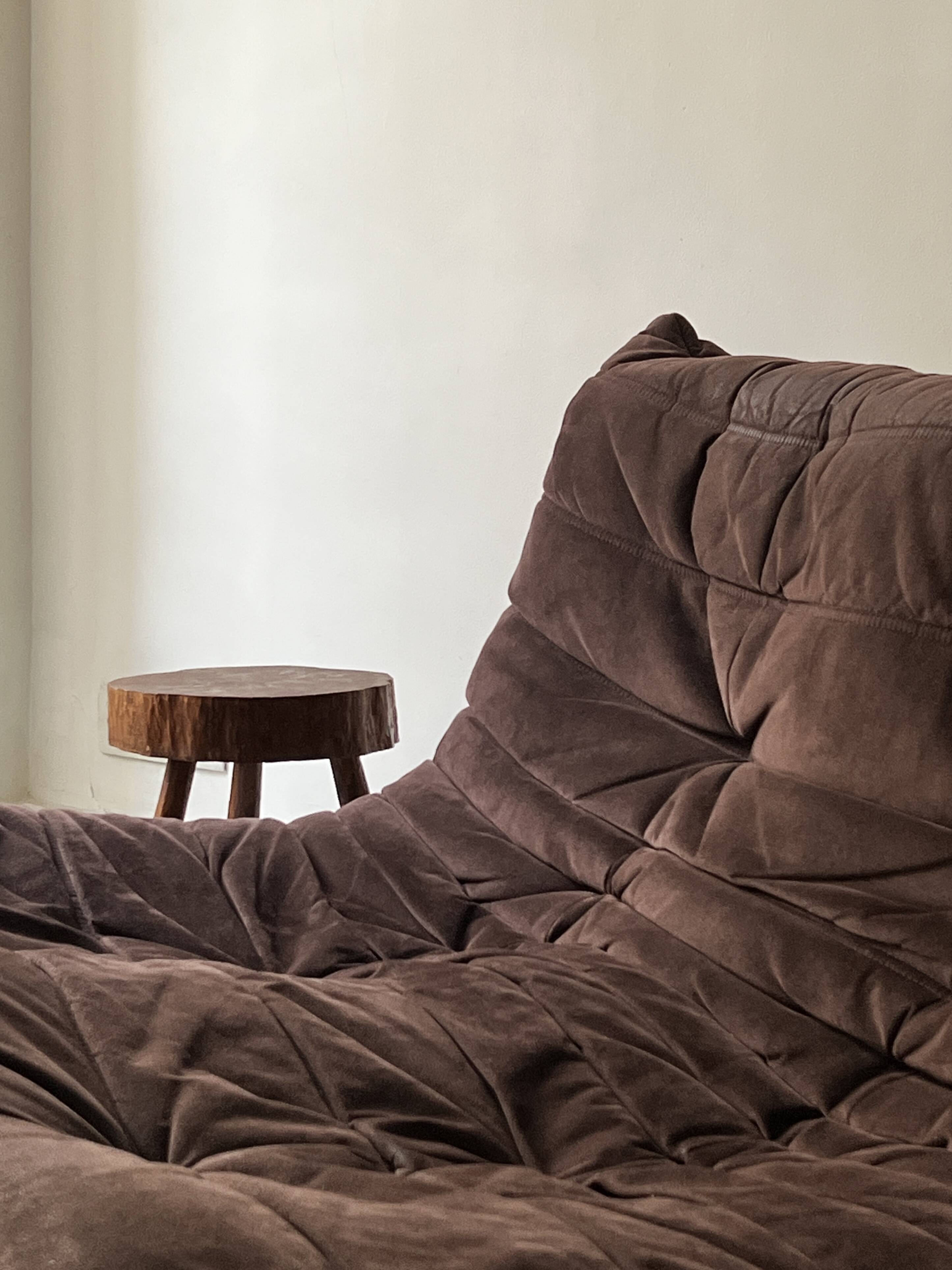 Togo 3-seater sofa in brown alcantara suede, Ligne Roset