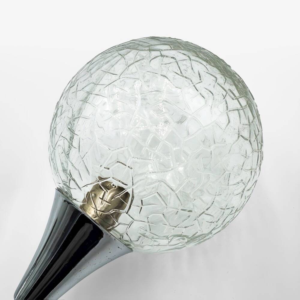 Pair of Space Age wall lights with cracked glass and chrome