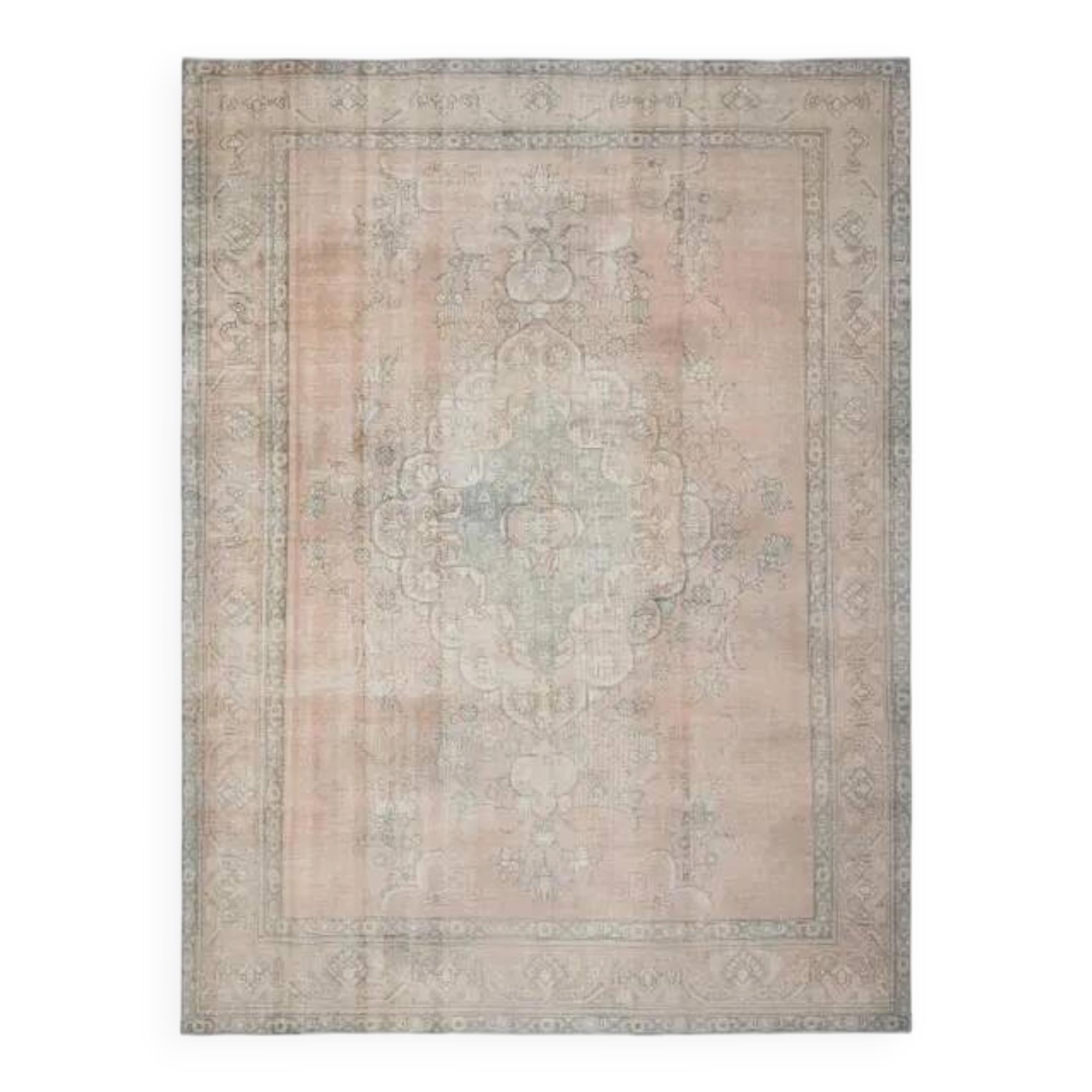 1970s Vintage Persian Handmade Wool Cotton Orange Area Rug 292x383