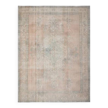 1970s Vintage Persian Handmade Wool Cotton Orange Area Rug 292x383