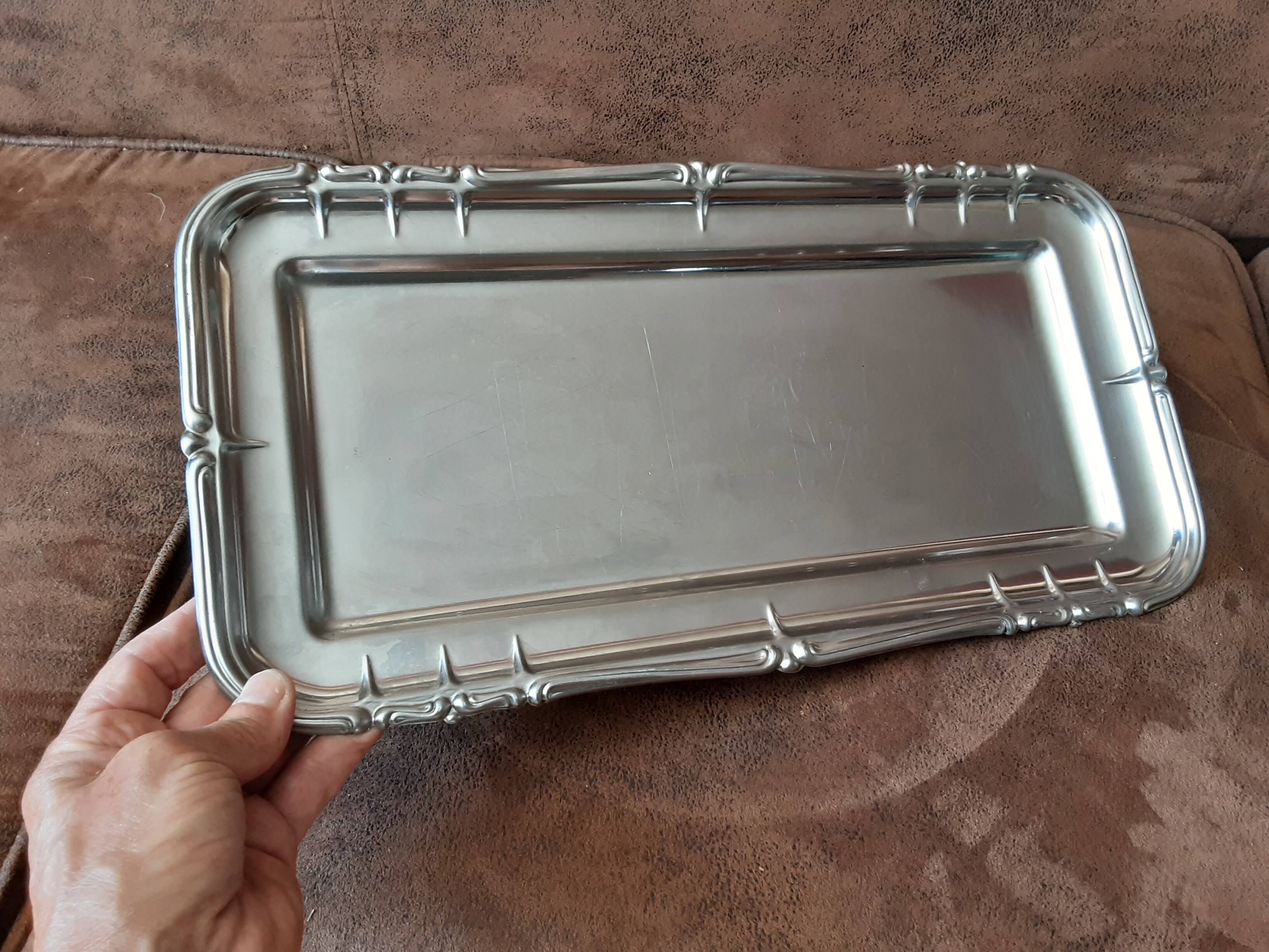 Silver-colored metal tray