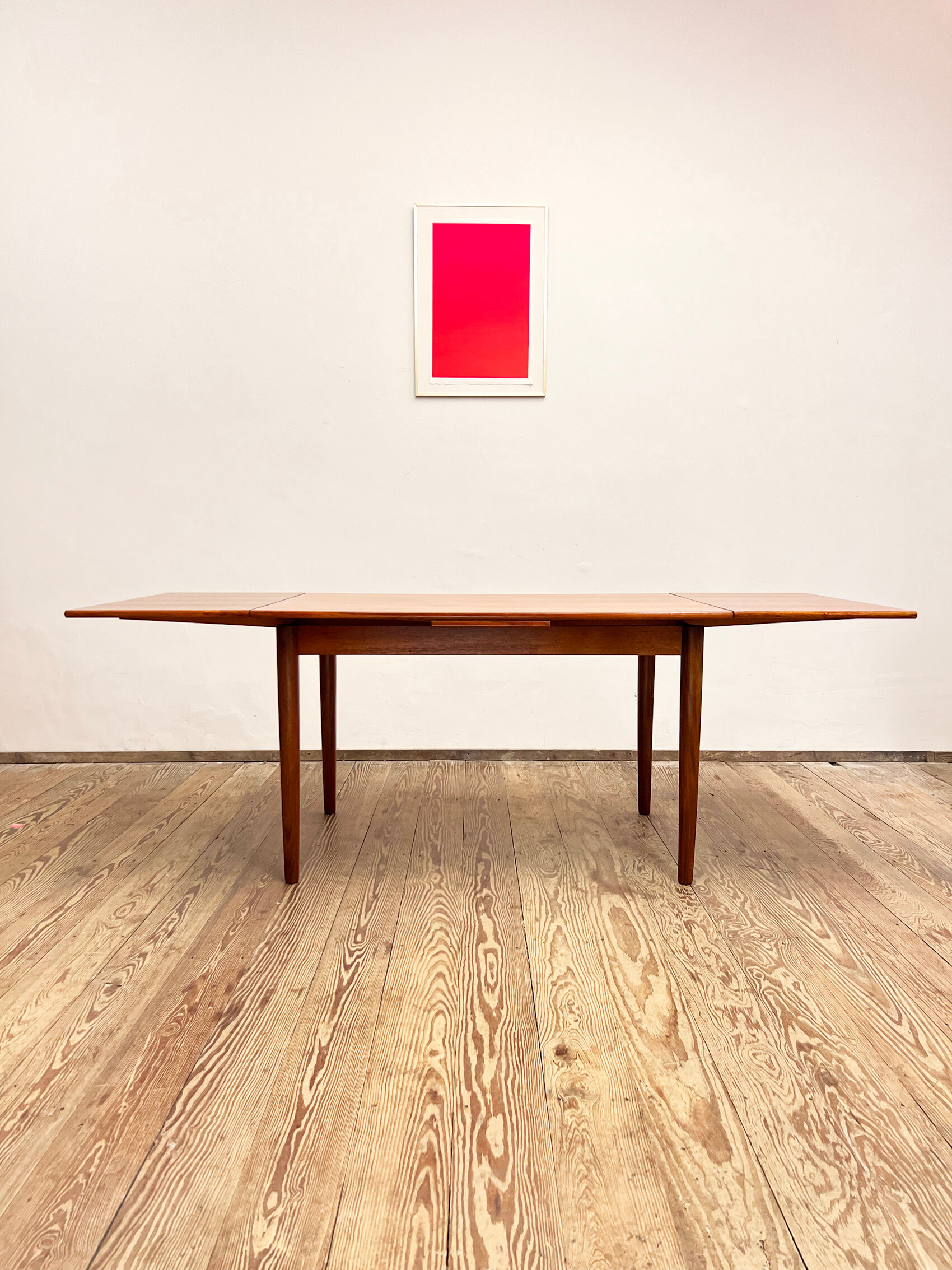 Extendable Mid Century Teak Dining Table with pull out leaves, Denmark, 1950s