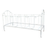 19th century wrought iron baby bed convertible into a bench + wool mattress