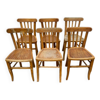 Set de 6 chaises bistrot brutes