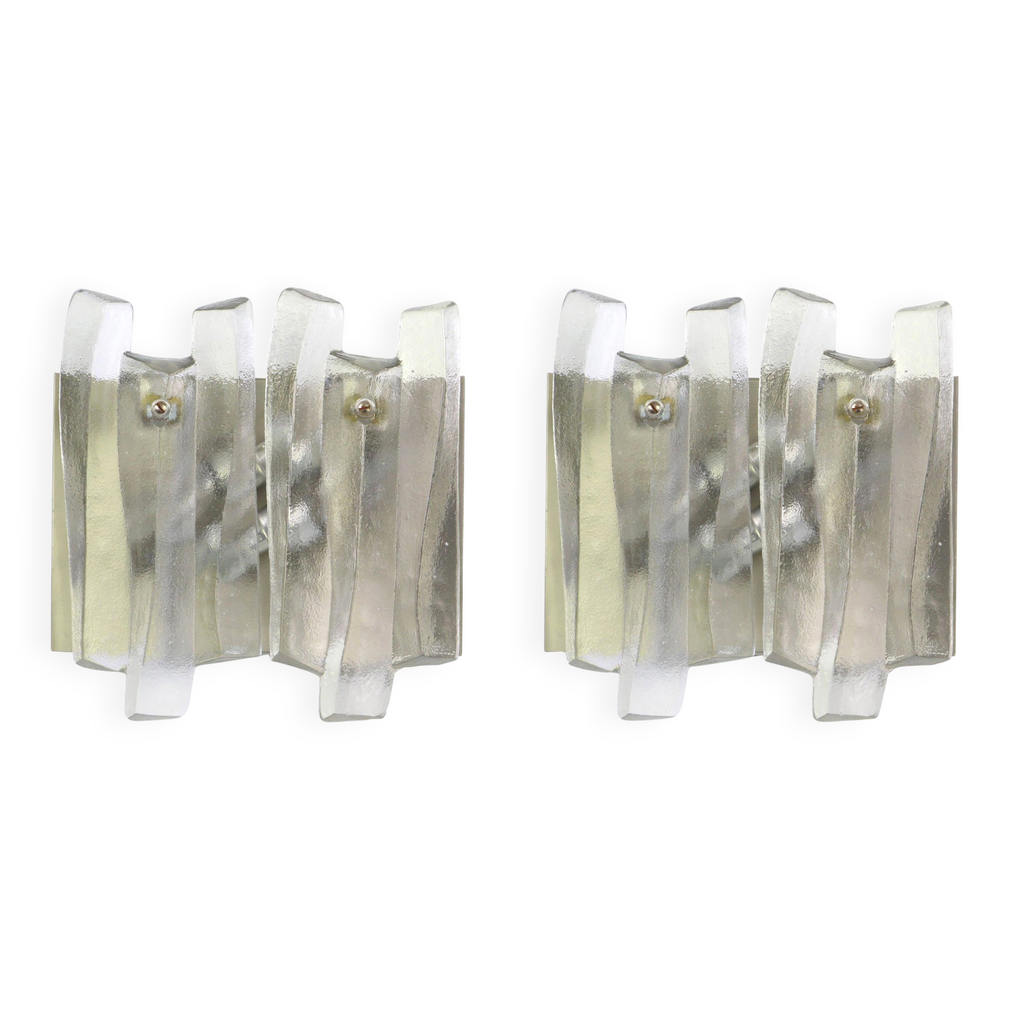 Pair of large Murano glass wall lights by Kalmar 'Fuente', Austria, 1960s.