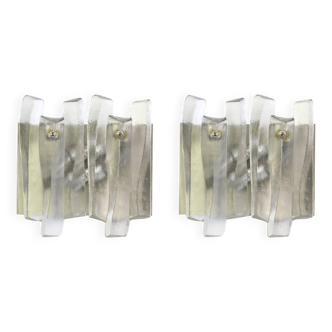 Pair of large Murano glass wall lights by Kalmar 'Fuente', Austria, 1960s.