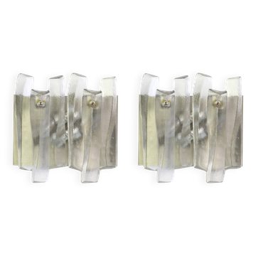 Pair of large Murano glass wall lights by Kalmar 'Fuente', Austria, 1960s.