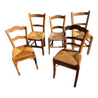 Set of 5 vintage rush chairs