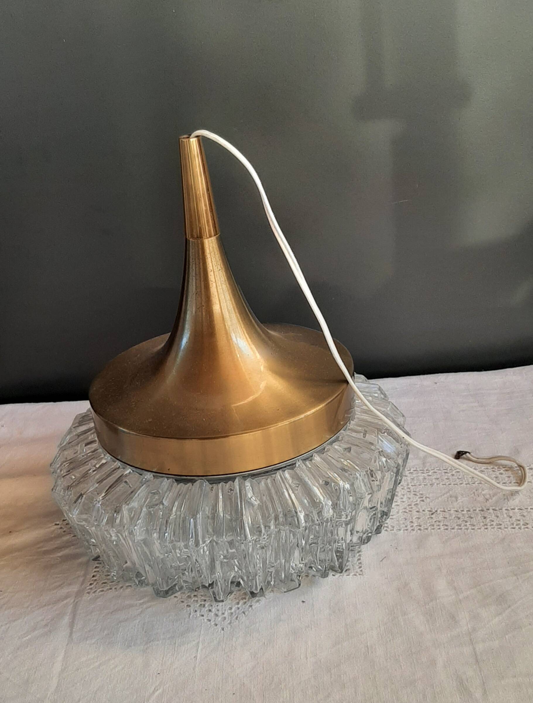 Brass and glass ceiling light