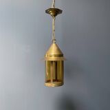 Suspension lanterne en laiton avec verre jaune