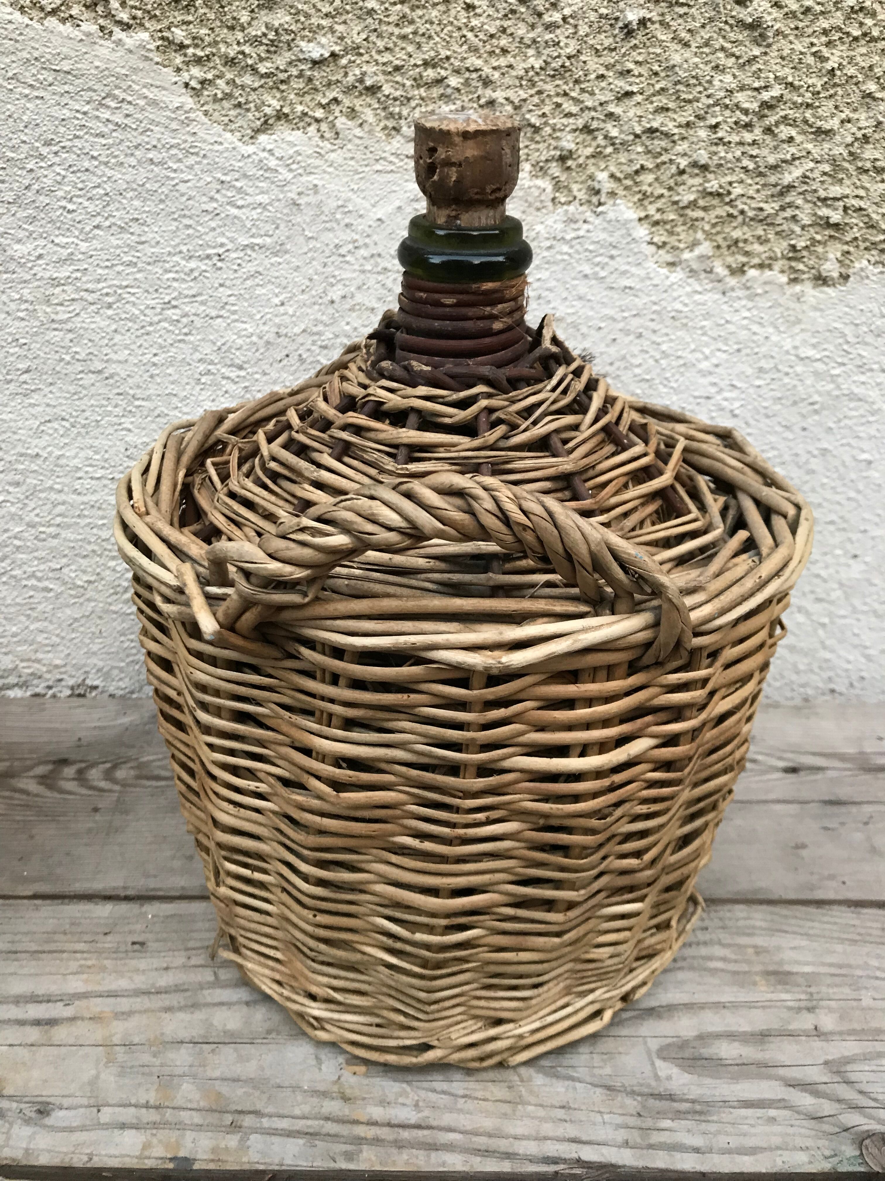 Demijohn rattan wicker woven