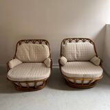 Pair of Roche Bobois rattan armchairs