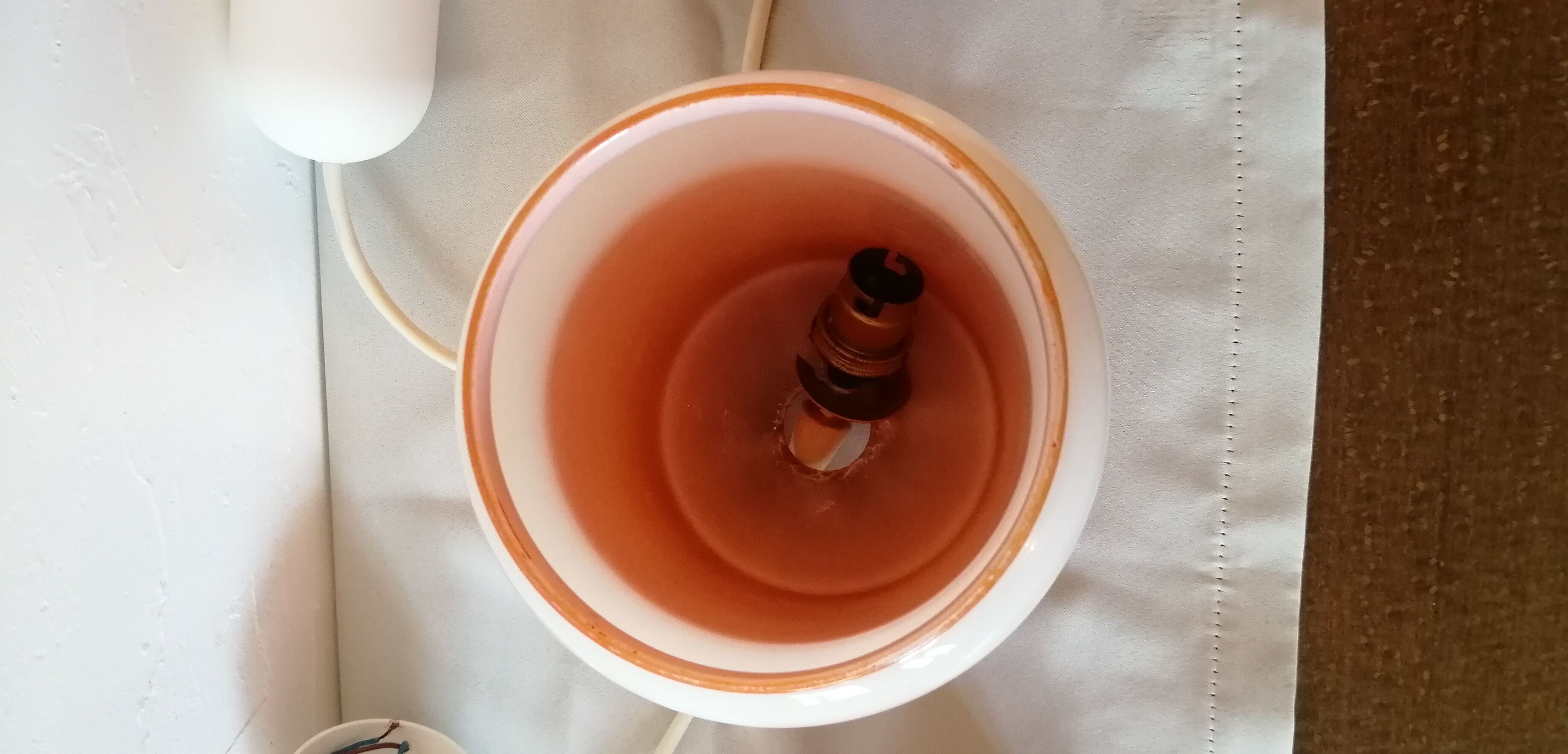 Set de 3 suspensions en opaline orange vintage