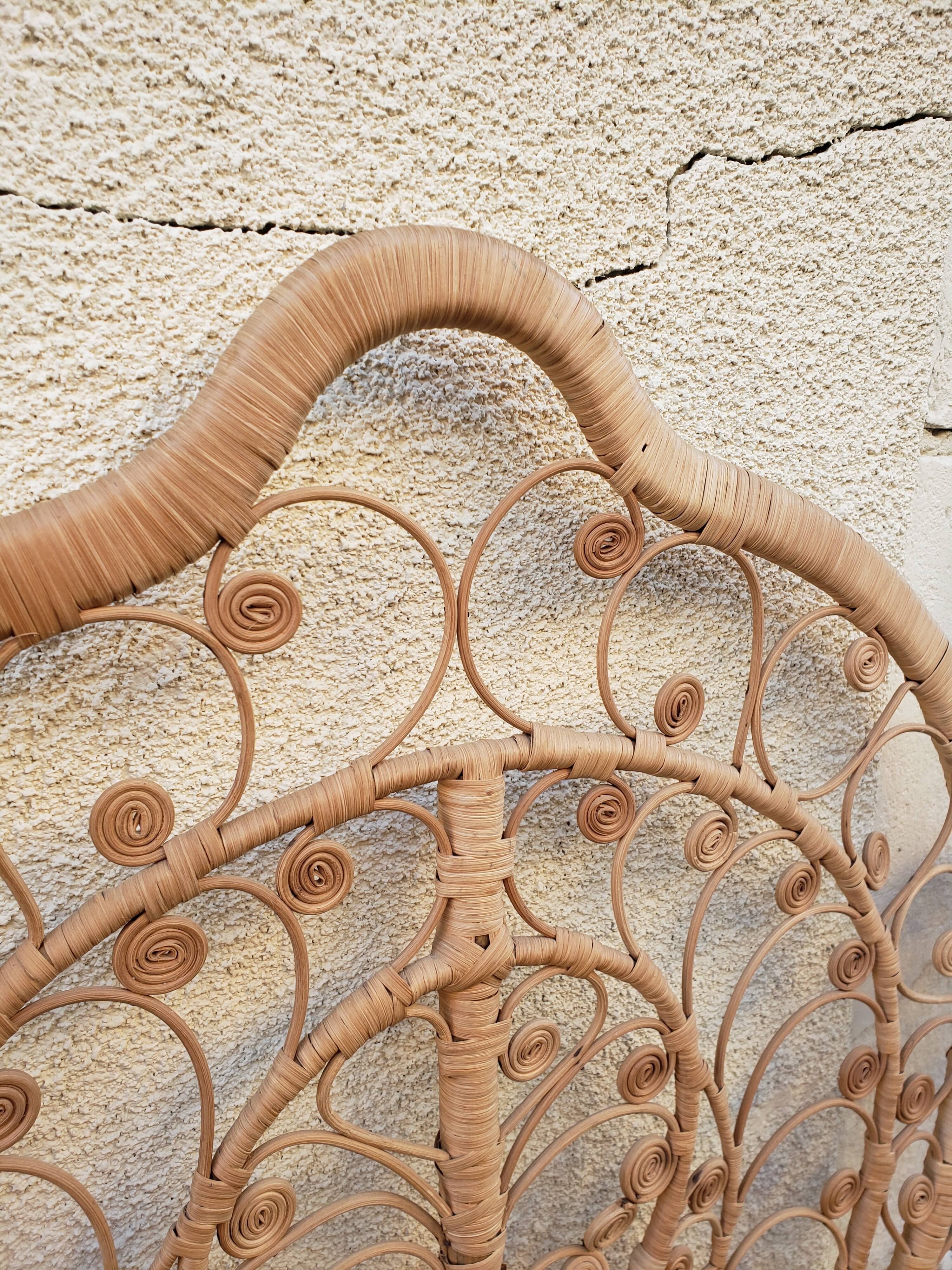 Peacock rattan headboard one person