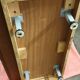 Buffet low elm magnifying glass circa 70