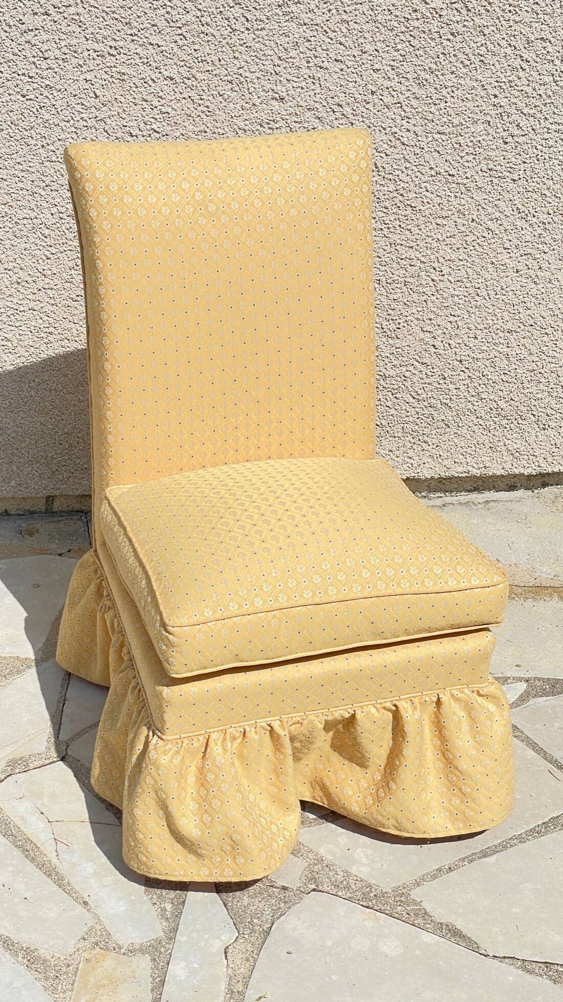 Vintage upholstered fabric toad armchair