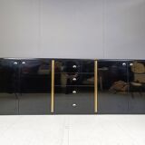 Vintage black lacquer sideboard, 1980s