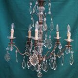 Bronze crystal chandelier.
