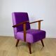 Vintage loft armchair purple velvet - 2 pieces available