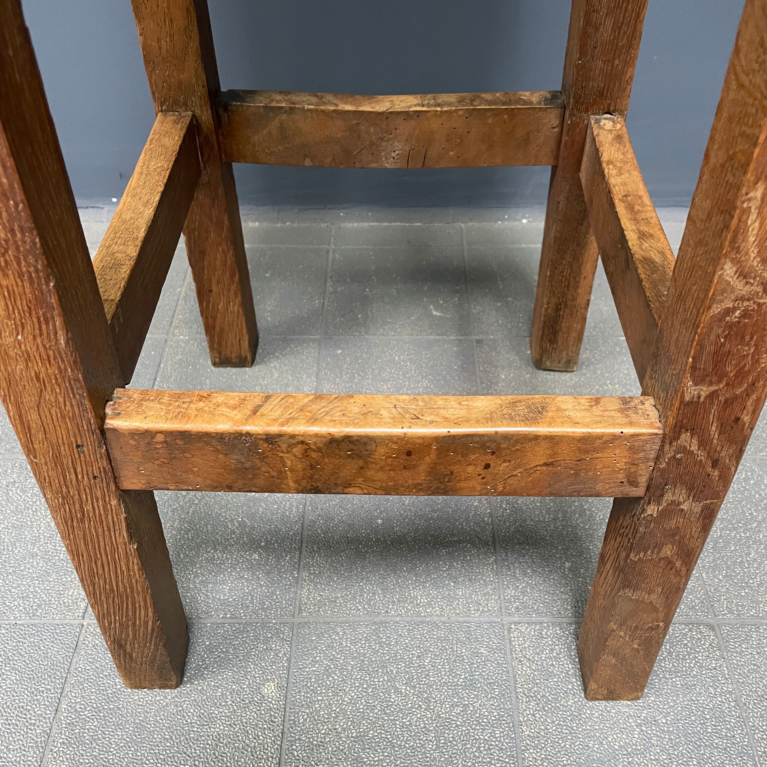 High oak stool from France