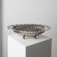 Silver-plated metal vintage bowl with curved rim and relief - Italian 1940s centrepiece