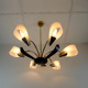 6-light chandelier with acrylic shades 1950