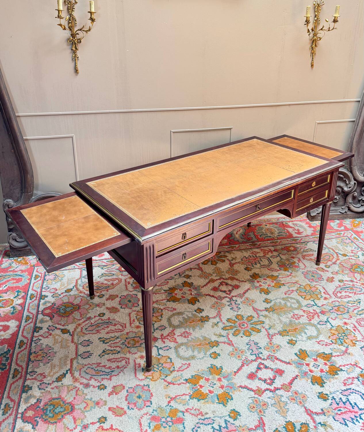Louis XVI style double-sided mahogany desk, 19th century