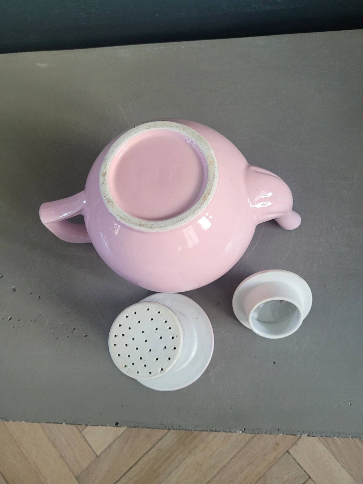 Antique pink porcelain teapot with filter - 1.5L - Ref 886