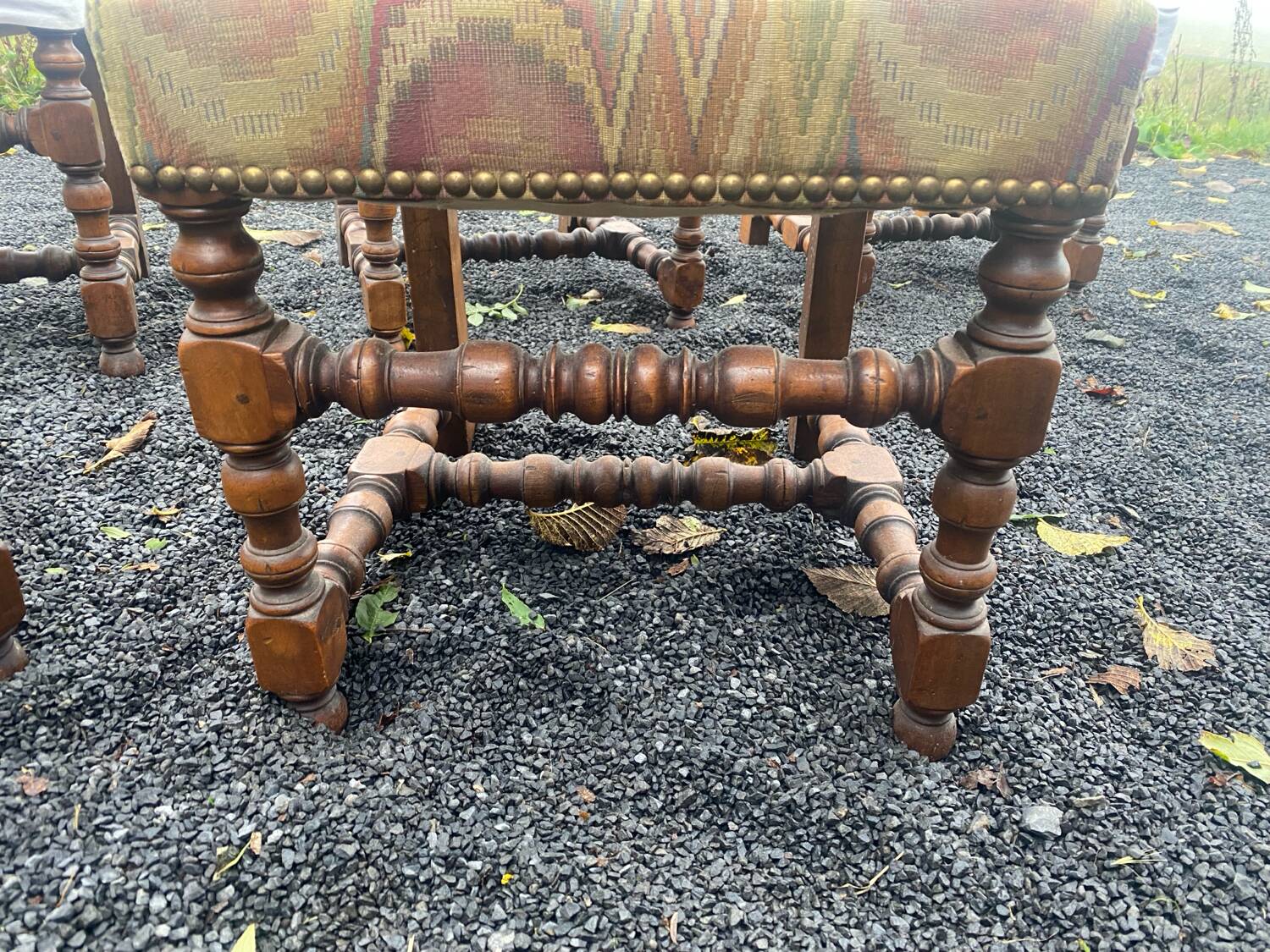 6 Louis XIII walnut chairs