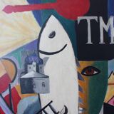 Peinture cubiste moderniste signée