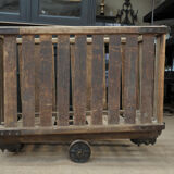 Former factory cart on metal and wood wheels 1950