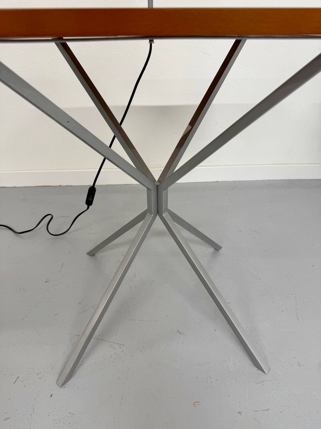Side table / bedside table with designer lighting, Ligne Roset metal and wood