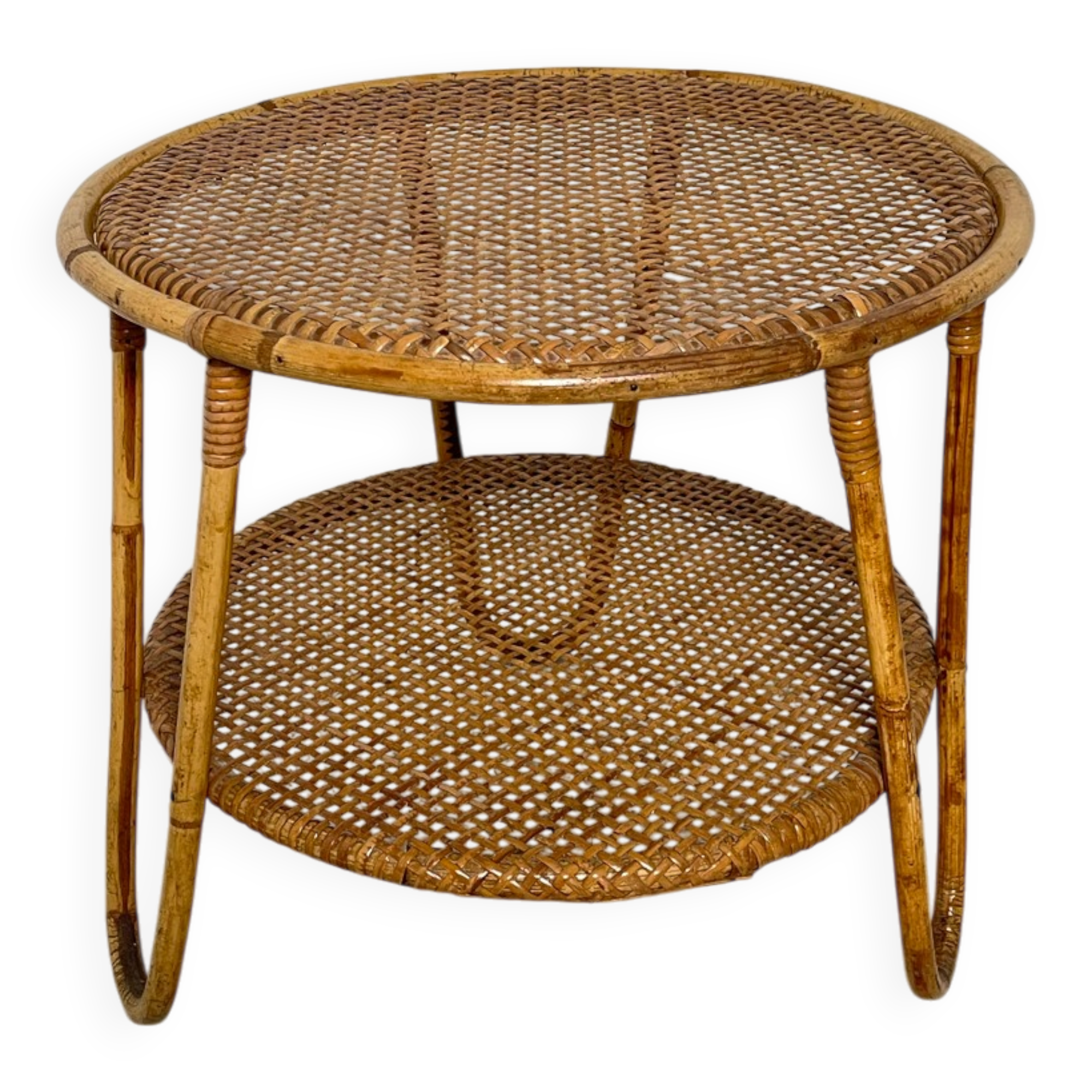 Table basse en rotin 1960