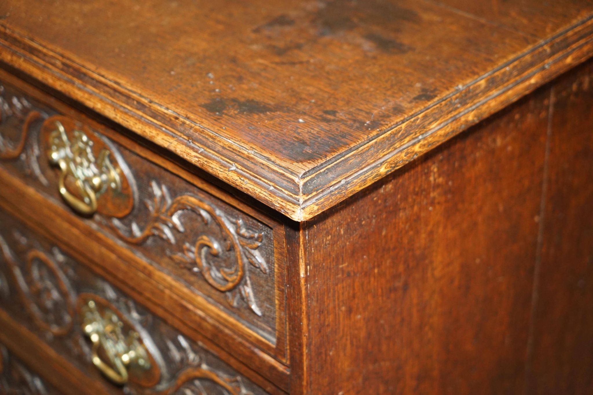 Victorian oak commode finely carved.