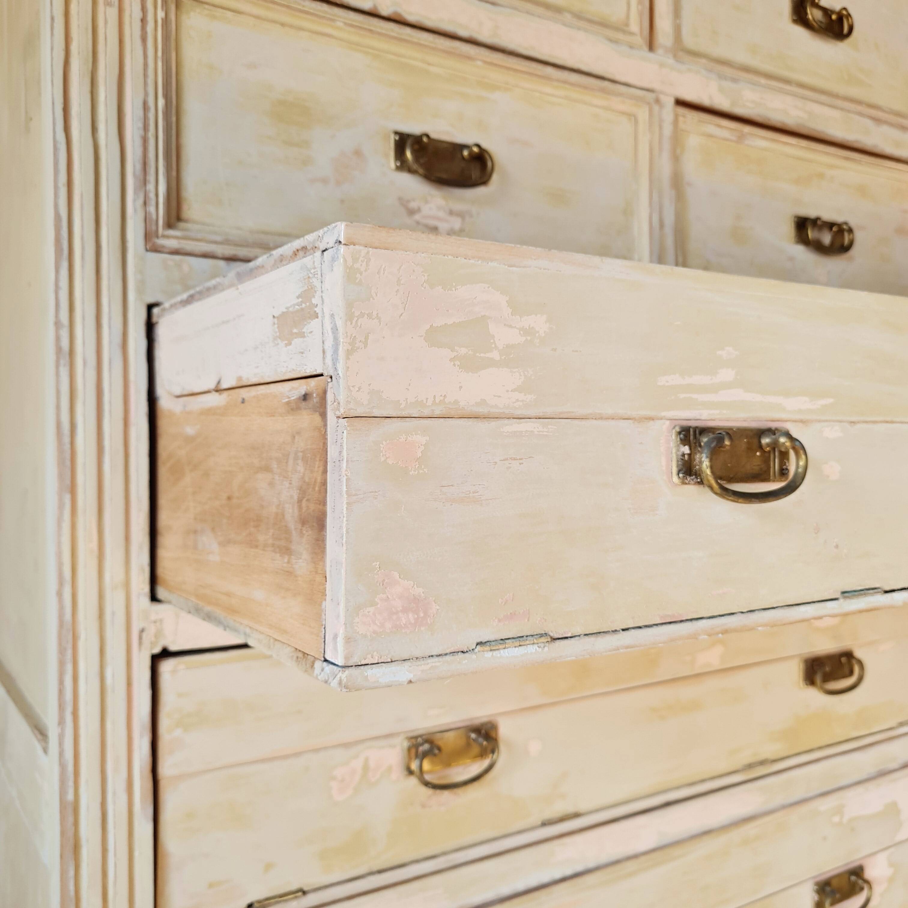 Craft furniture haberdashery - tall patinated chest of drawers - XXL chest of drawers