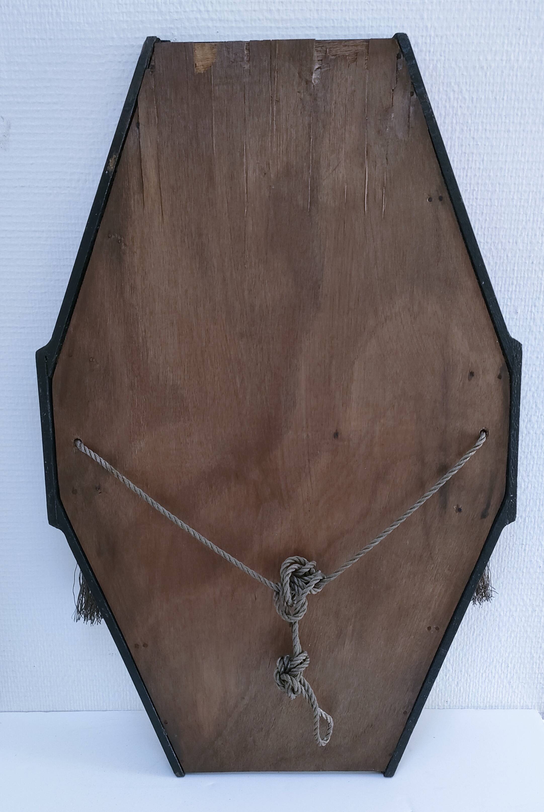 Miroir Art Déco en bois, stuc et passementerie