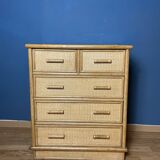 Commode vintage en rotin naturel