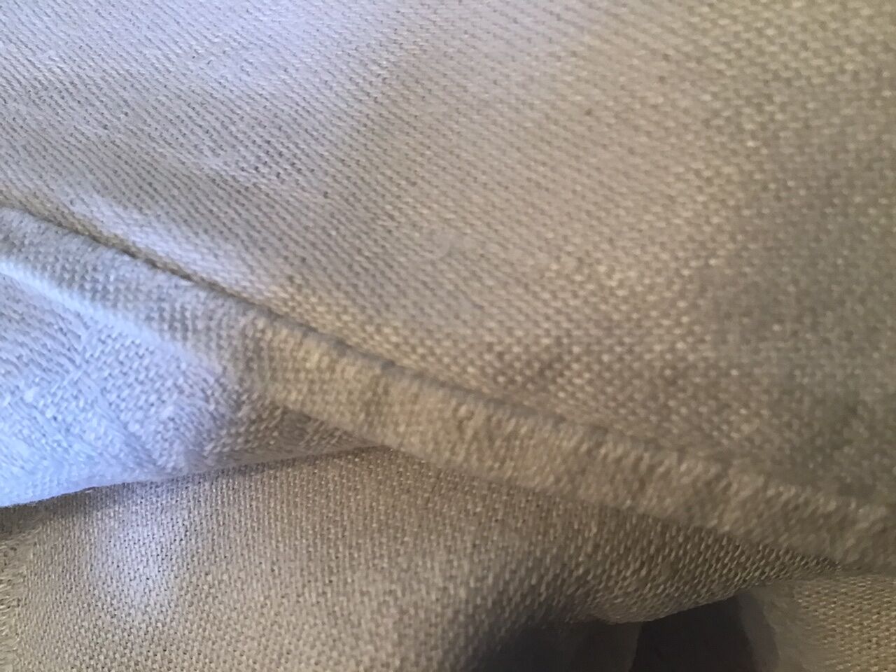 Square linen tablecloth marked RA