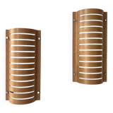 Pair of vintage wall lights, thermoformed wood, Sweden 1980s