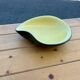 Large vintage 1950 bowl in black and yellow free-form ceramic