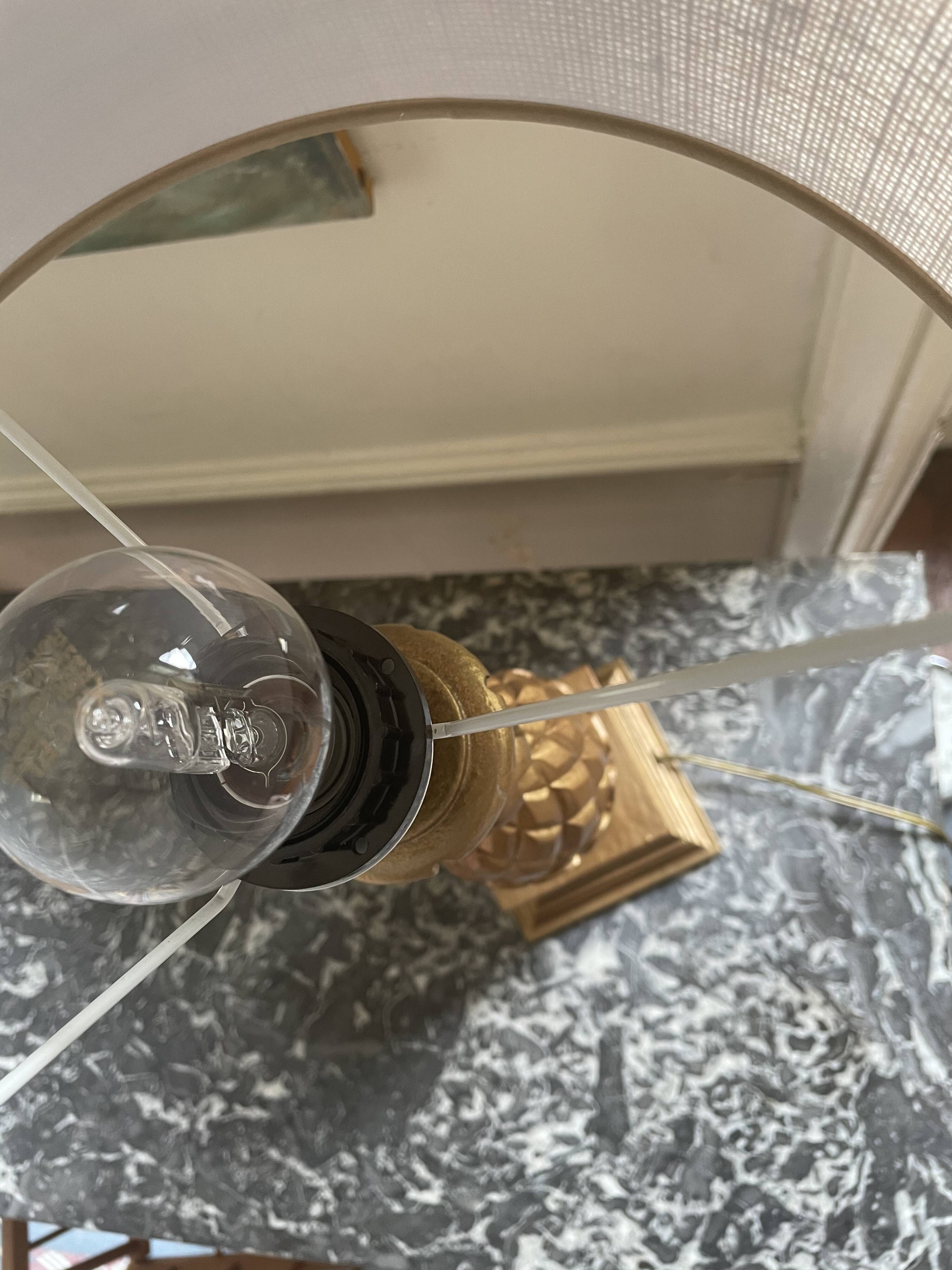 Lampe en bois ananas années 70