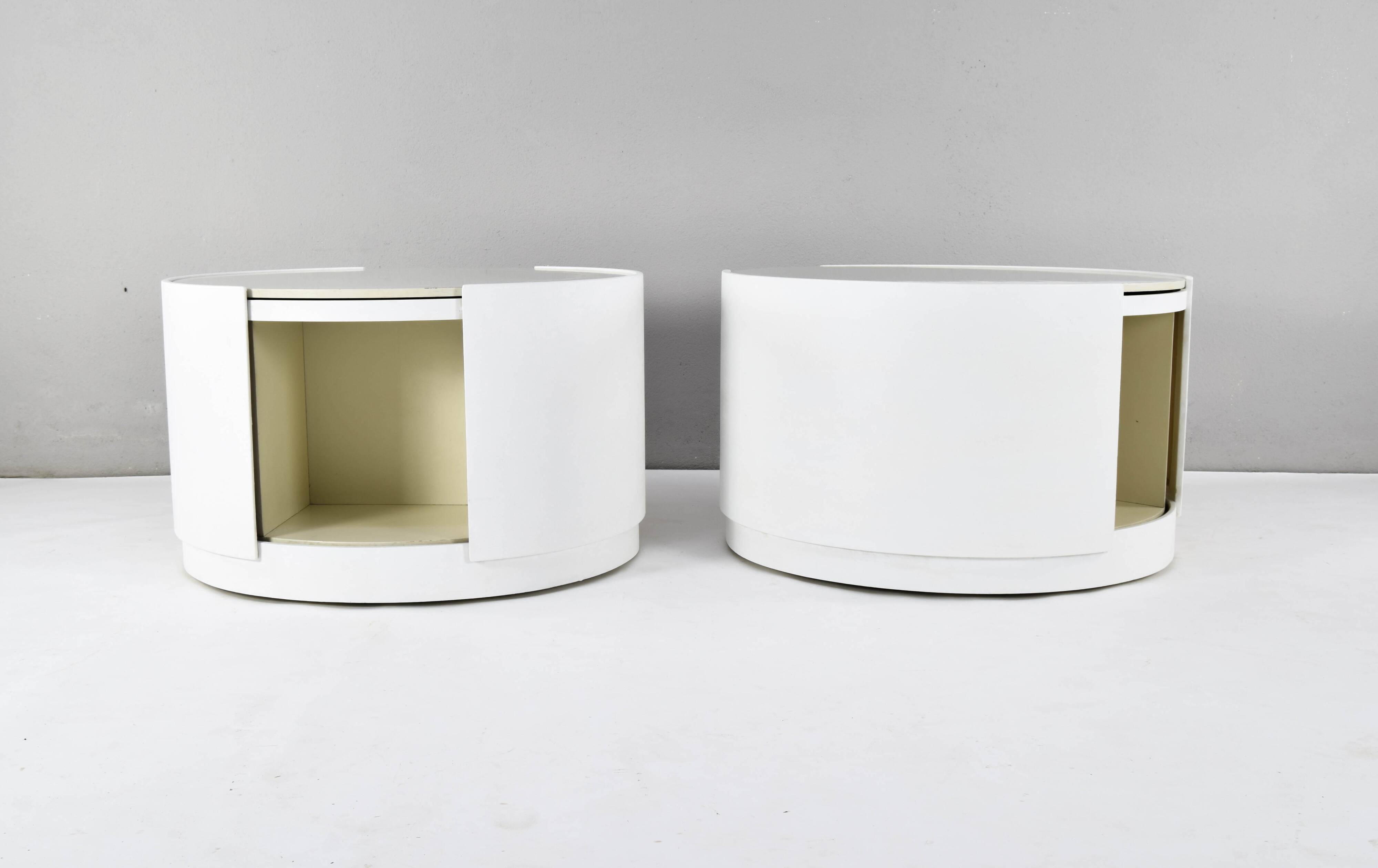 Set of Two Eugenio Gerli Tavolino container girevole T128 Revolver Italy 1969