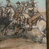 Pastel painting of a horseman scene