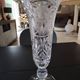 Vintage vase in stylish bohemian chic crystal, floral motifs, braces