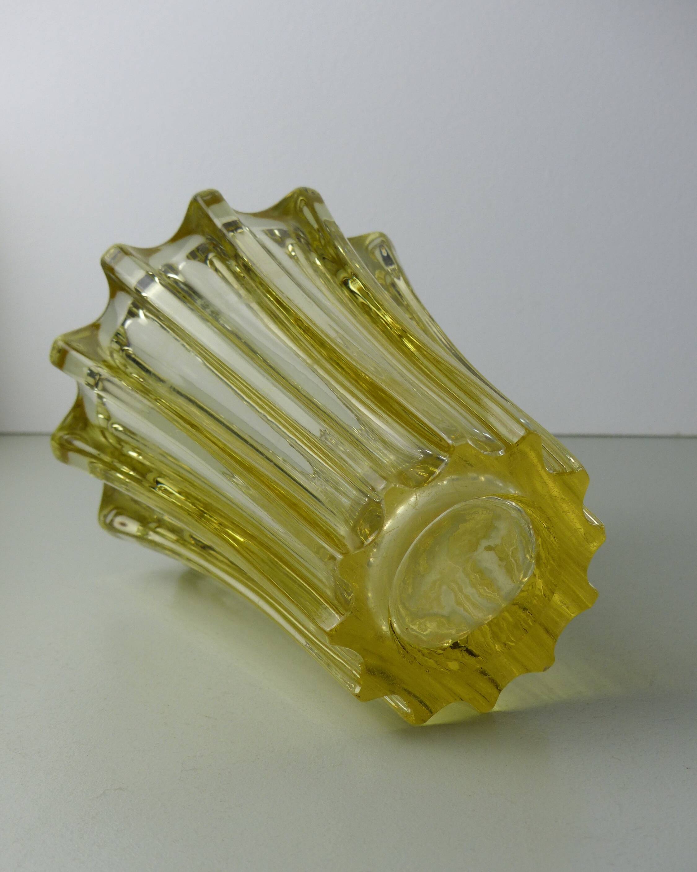 Transparent yellow glass vase