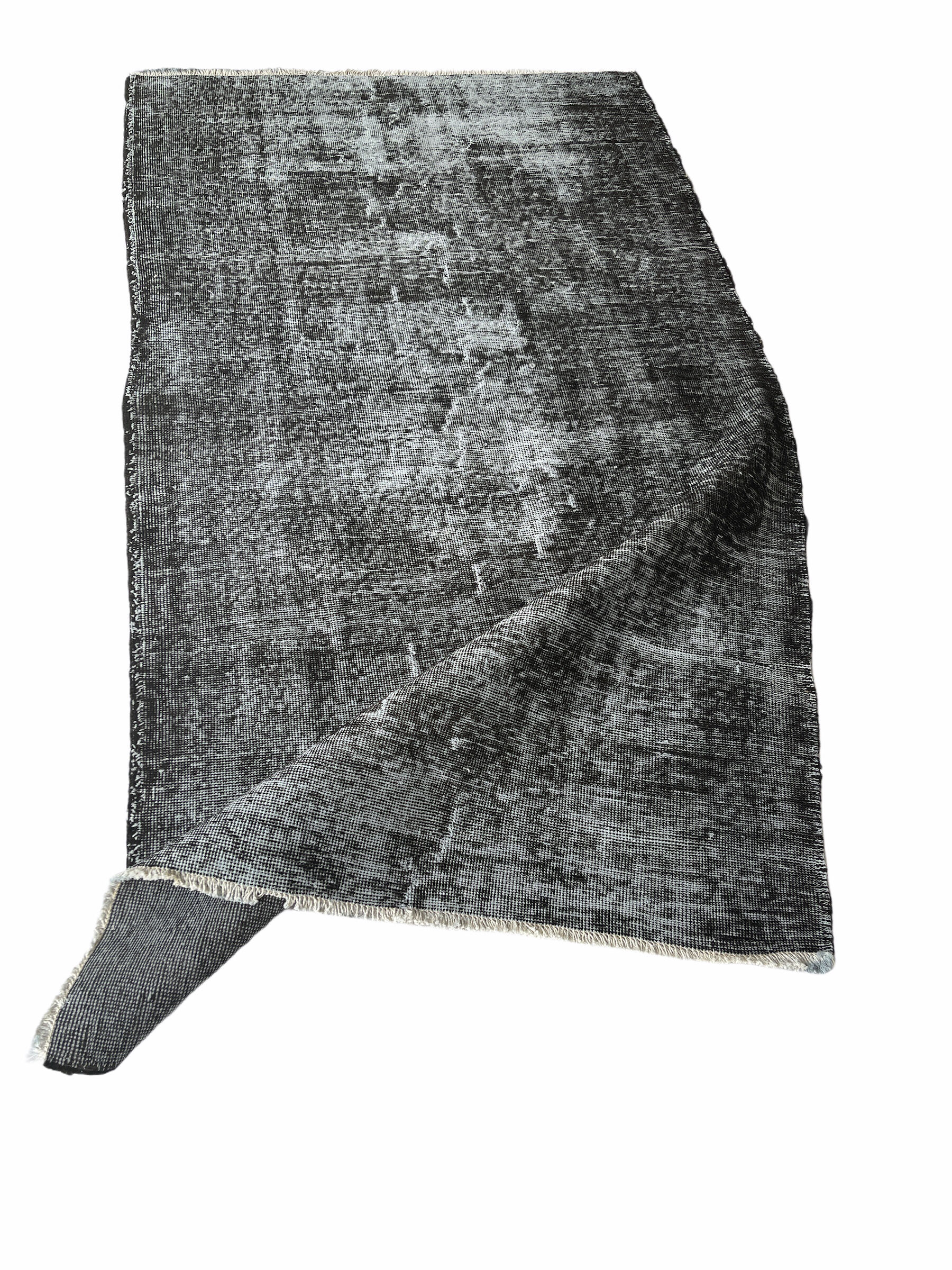 Distressed Turkish Narrow Runner 309 x 66 cm Wool Vintage rug, Over-dyed Gray