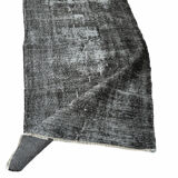 Distressed Turkish Narrow Runner 309 x 66 cm Wool Vintage rug, Over-dyed Gray