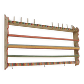 Antique Rustic Farmhouse Folk Art Painted Kitchen Plate Rack / Wall Shelve
