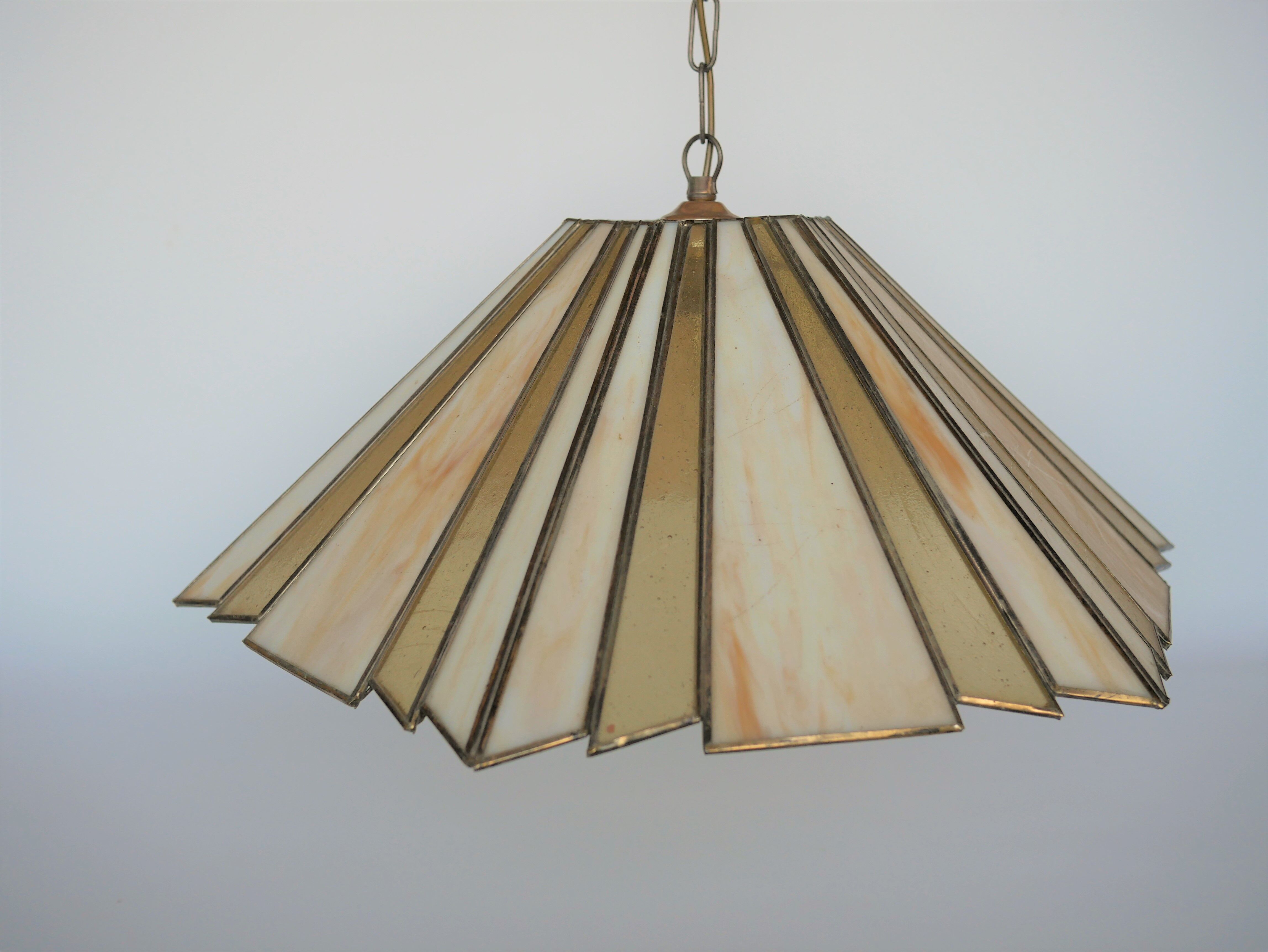 Suspension art déco vintage en verre Tiffany