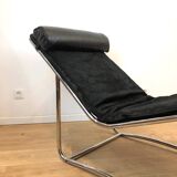Leather and Chrome Chaise Lounge